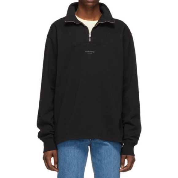 Acne Studios Tops - Acne Studios Faraz Quarter Zip-Up Sweatshirt in Black
